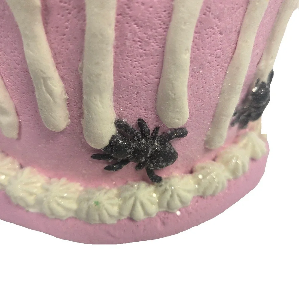 Pink Ghost Halloween Cake Figurine Witch Hat Candy Pumpkin Spider Shelf Decor